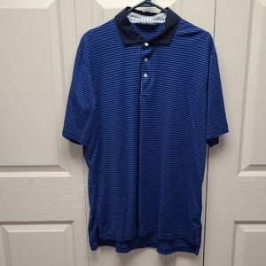 Ralph Lauren Navy and Royal Blue Striped Polo Golf Shirt XL